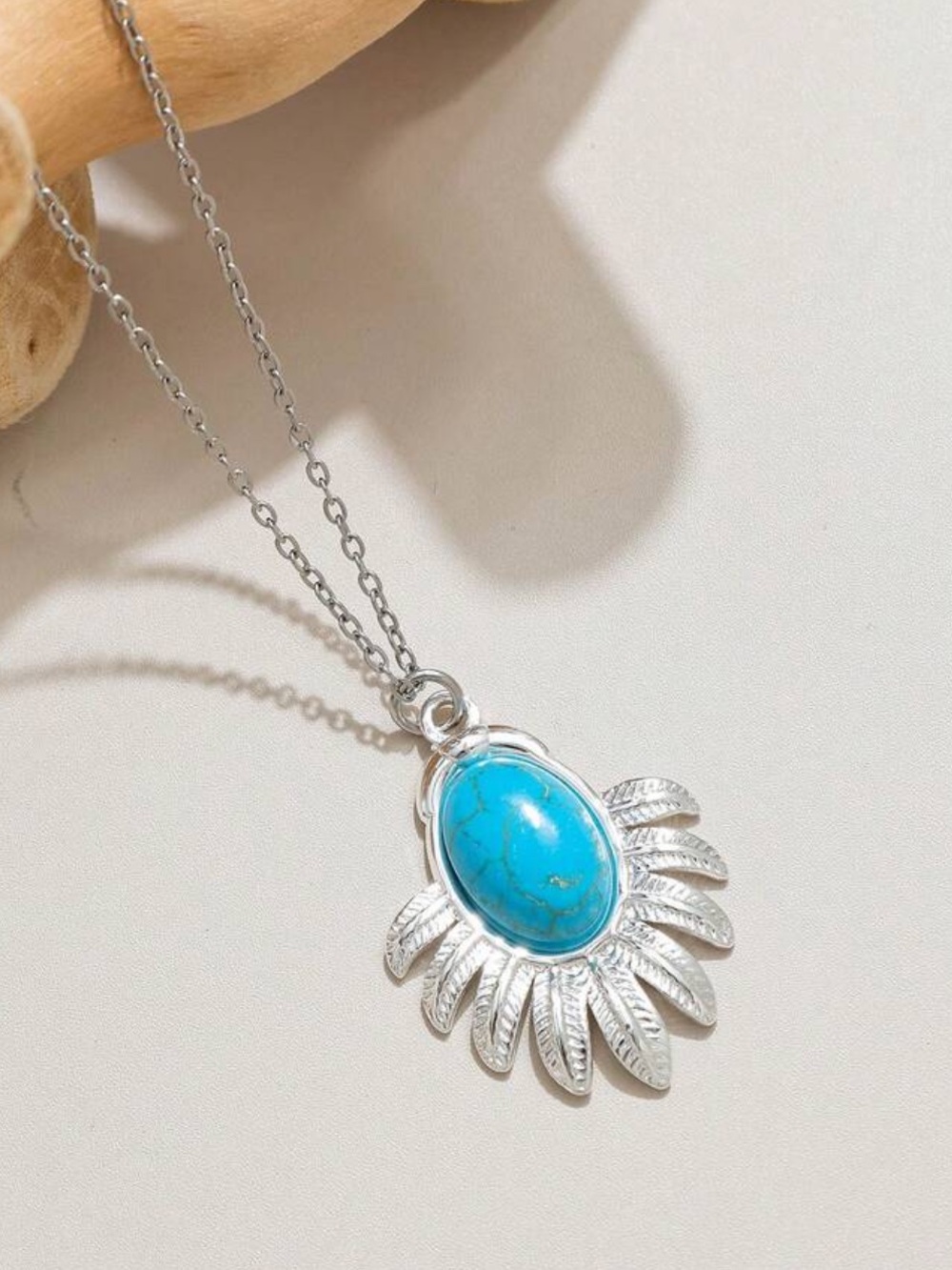 Turquoise Sunburst Pendant Necklace S1464